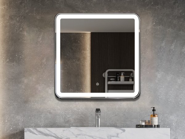 DP369 Custom Square Anti-Fog Framed Wall LED Bathroom Mirror