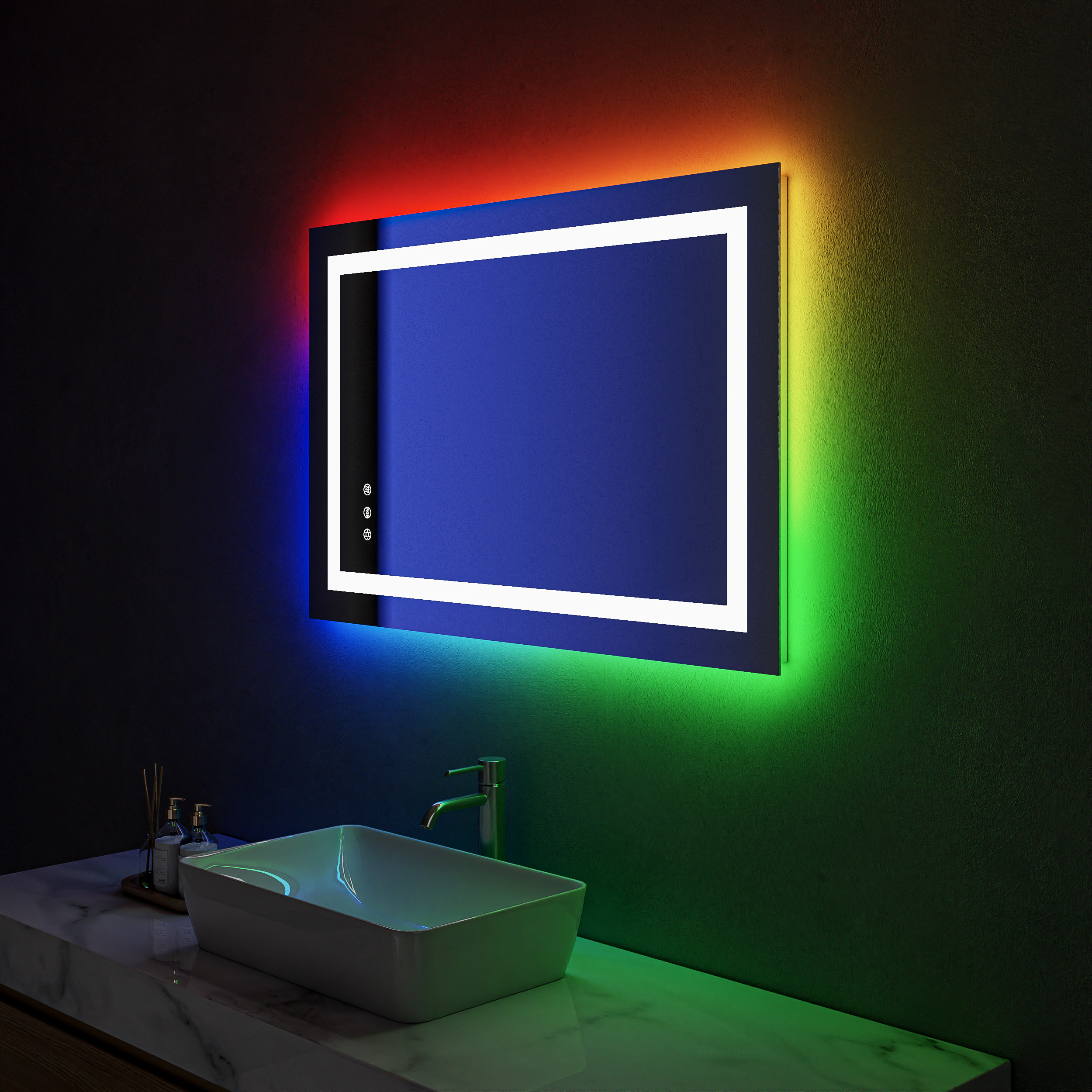 Custom bathroom mirror manufacturer RGB LED bathroom mirror