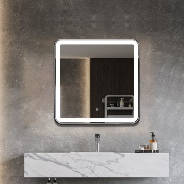 DP369 Custom Square Anti-Fog Framed Wall LED Bathroom Mirror