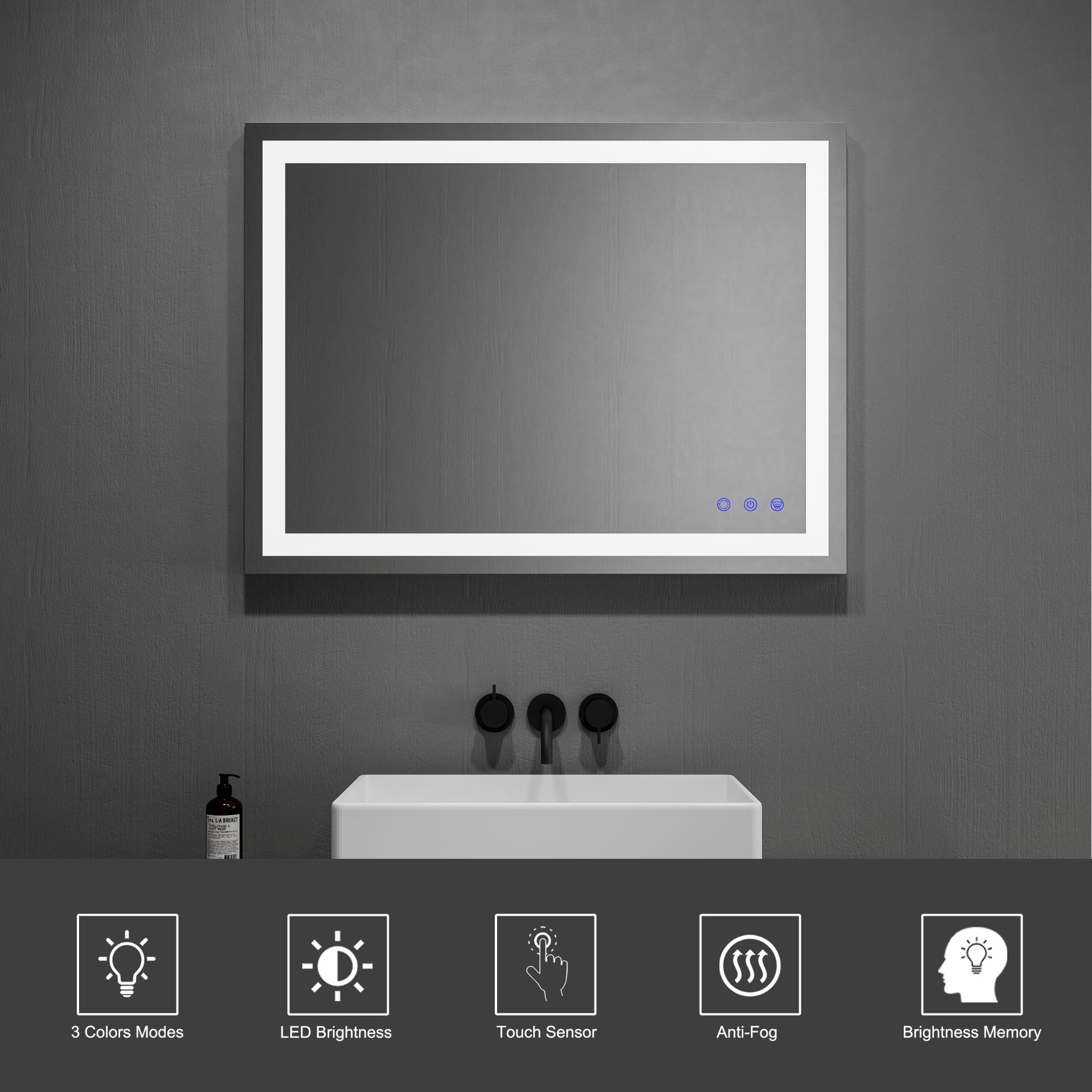 DP349 24x36 Frameless Led Bathroom Mirror manufacturers