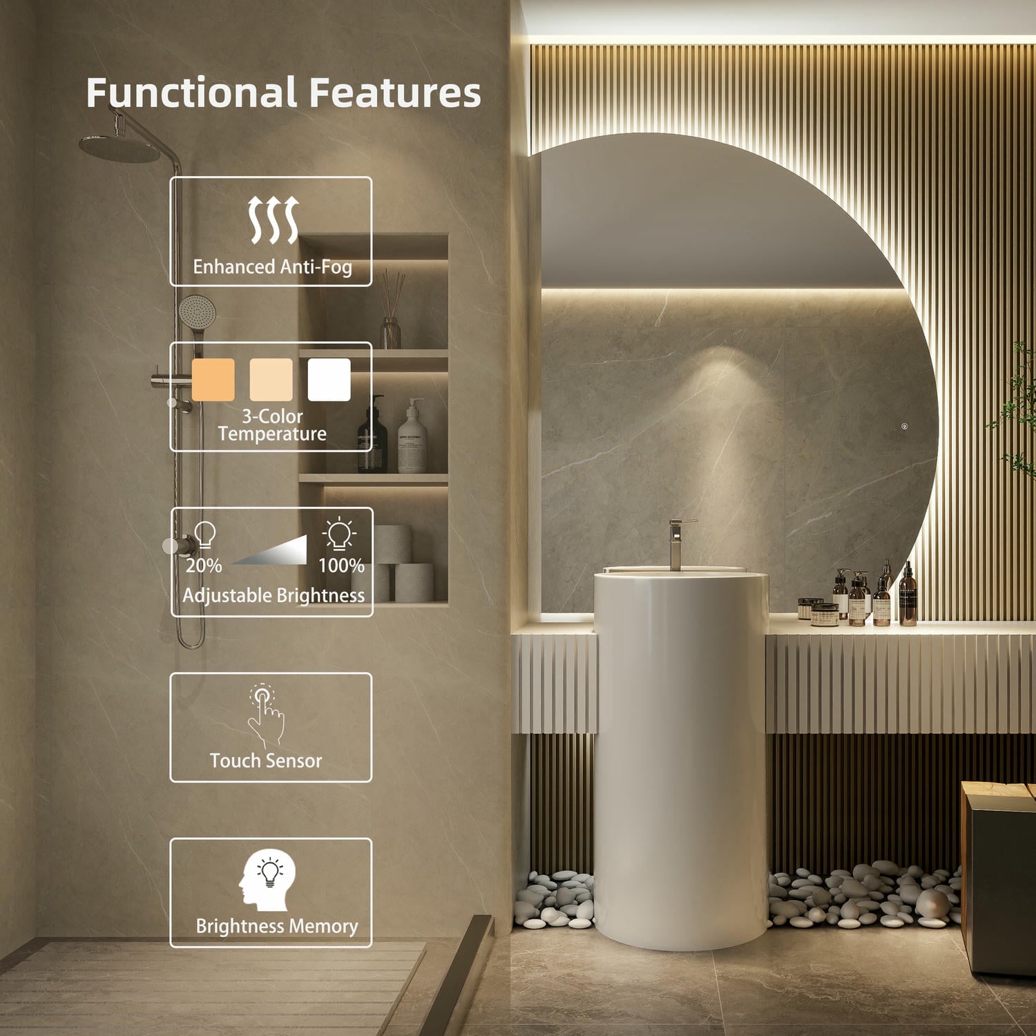 Half Moon Bathroom Mirror