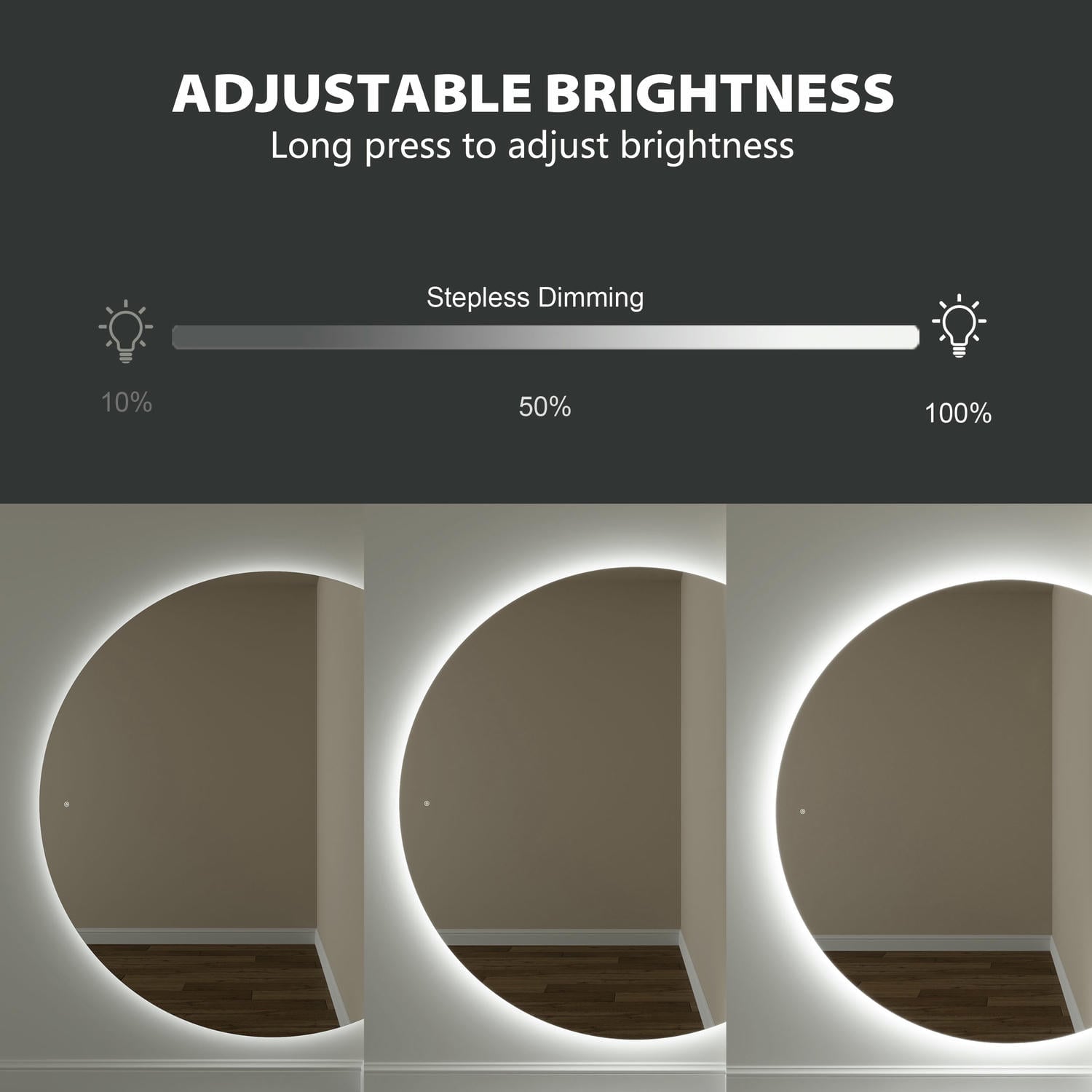 Half Moon Mirror With Light