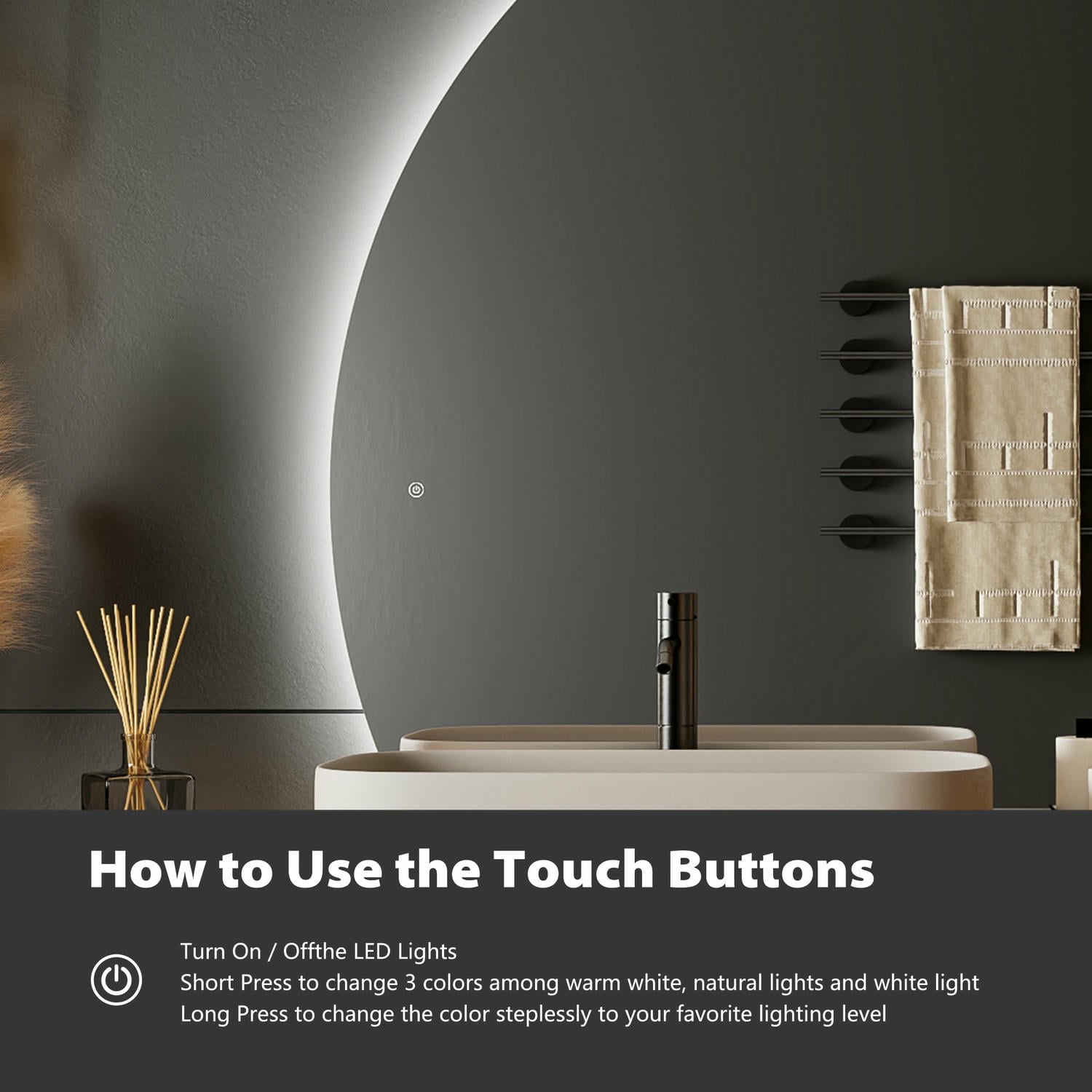 Half Moon Mirror With Light