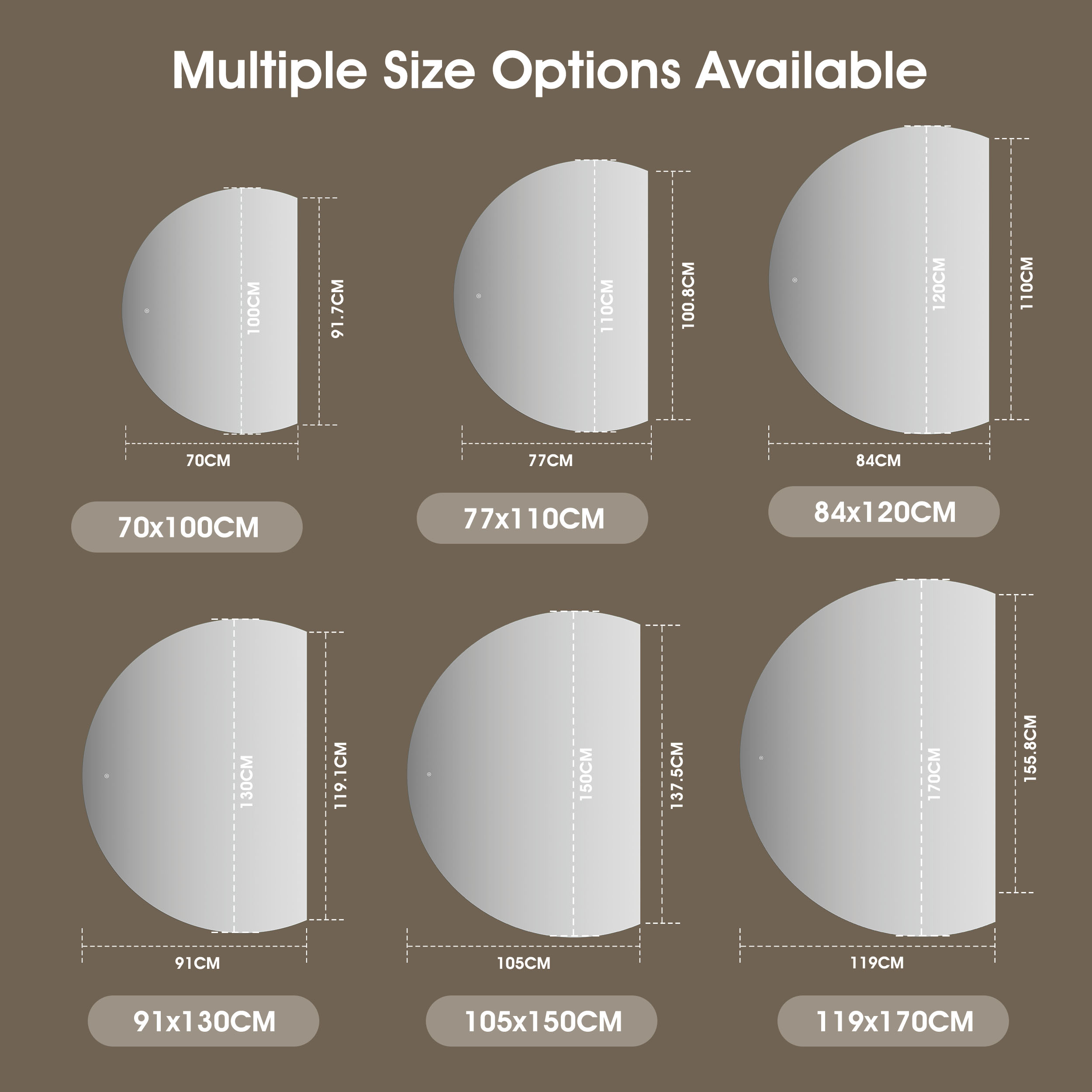 Half Moon Mirror With Light