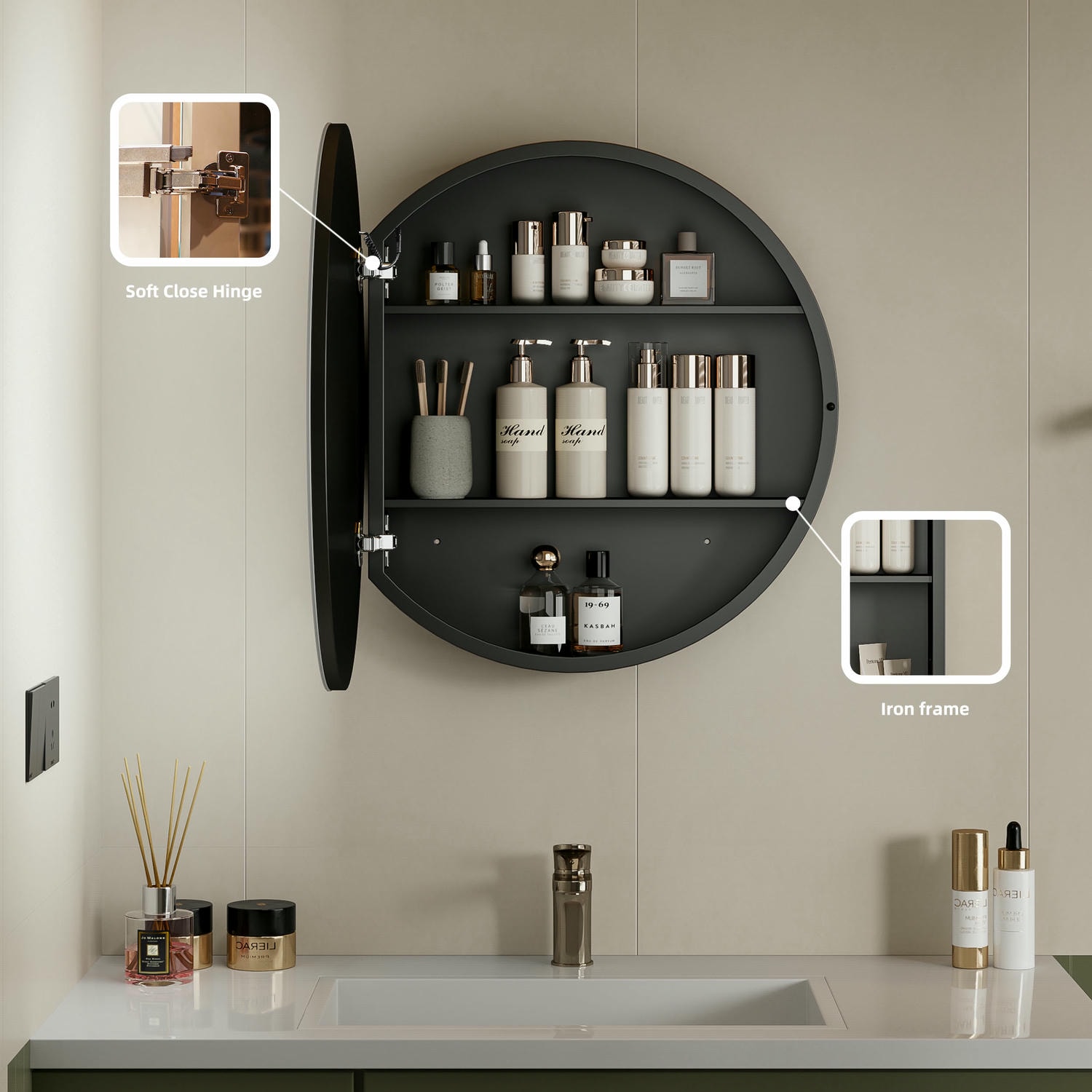 Round Bathroom Mirror Cabinet