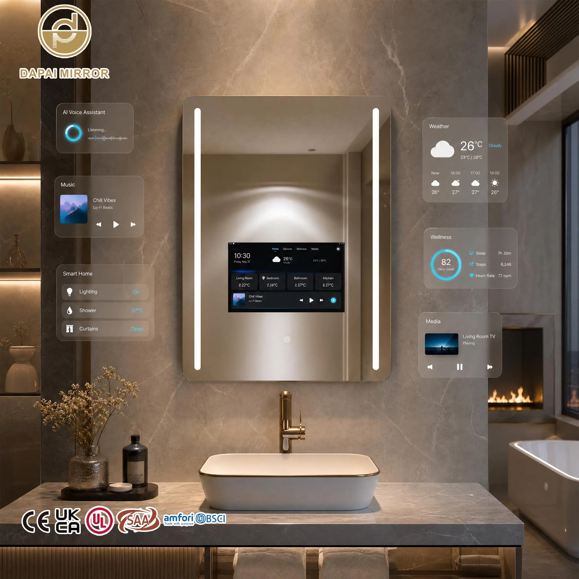 AI Bathroom Mirror with TV - Smart Waterproof Mirror TV