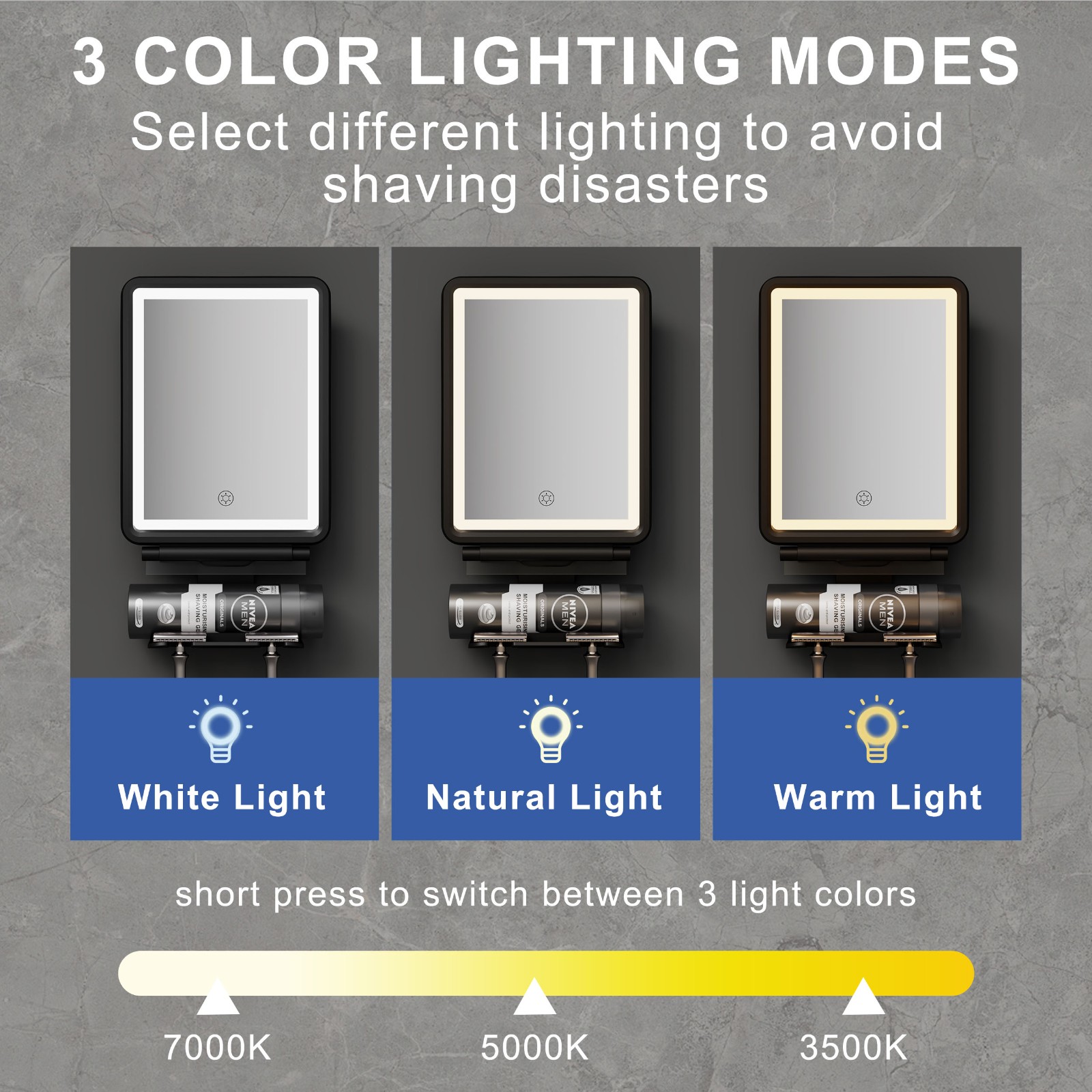 Wall-Mounted LED Shaving Mirror
