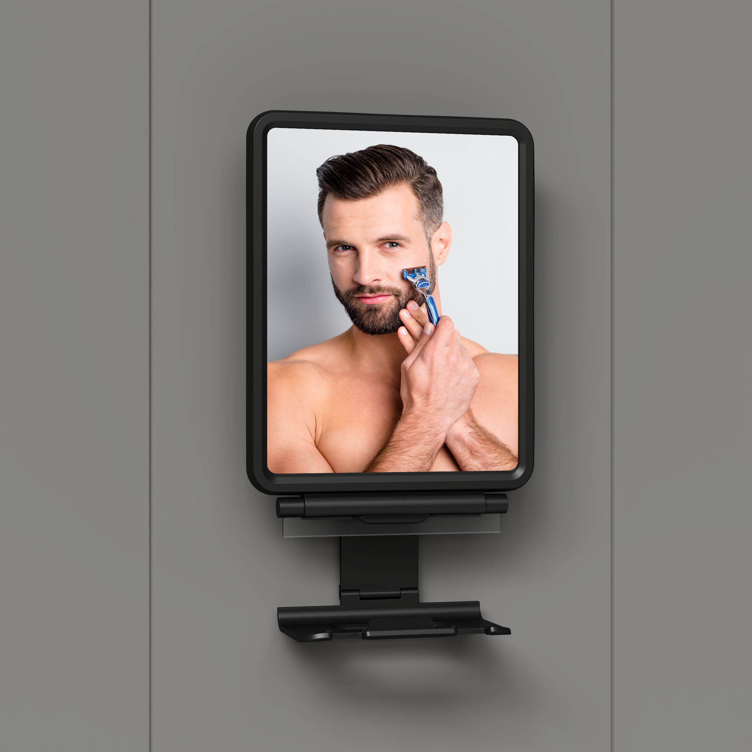 Shaving Mirror with Razor Holder