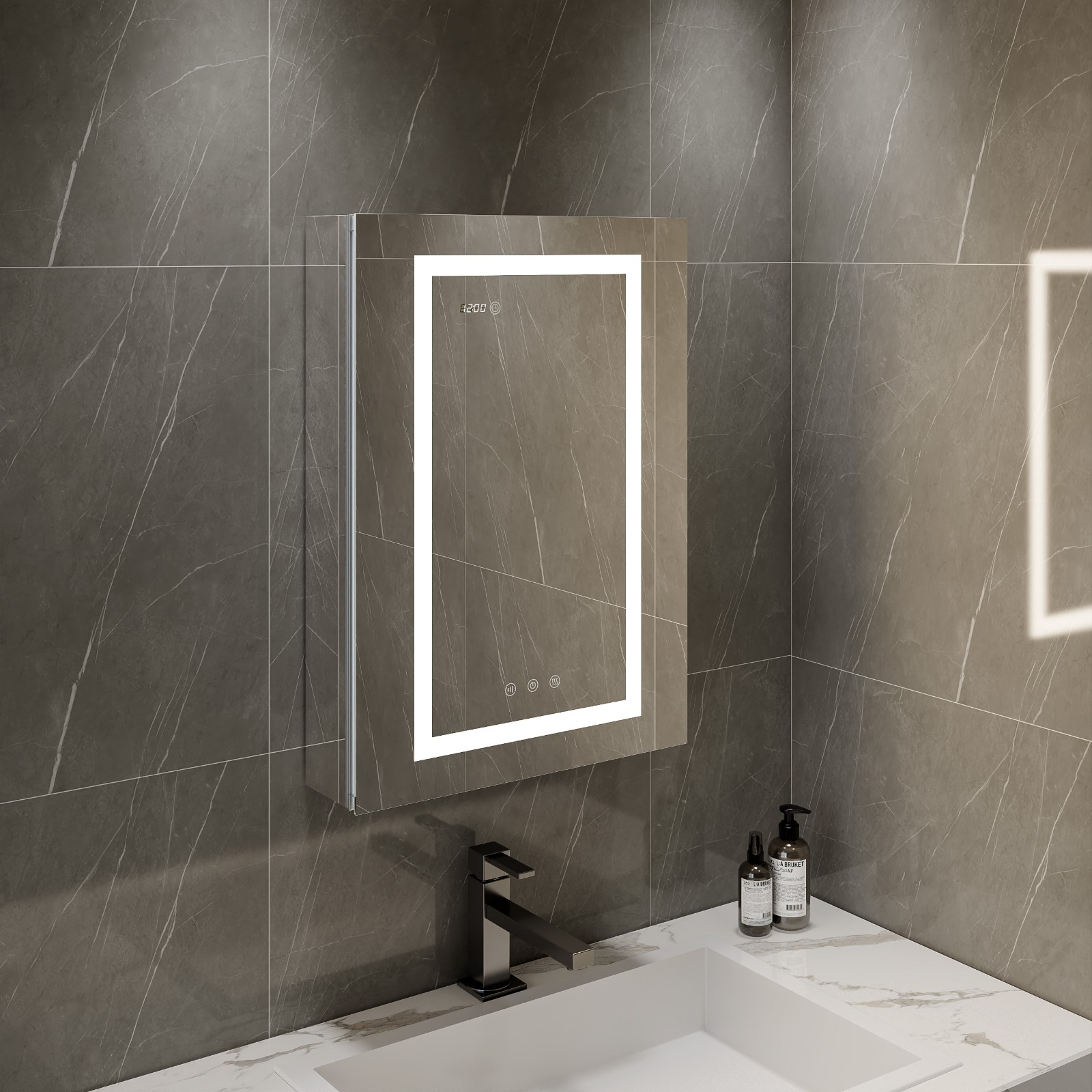 DP1A2-1 Bathroom Medicine Cabinet with Mirror and LED Lights | DAPAI Mirror