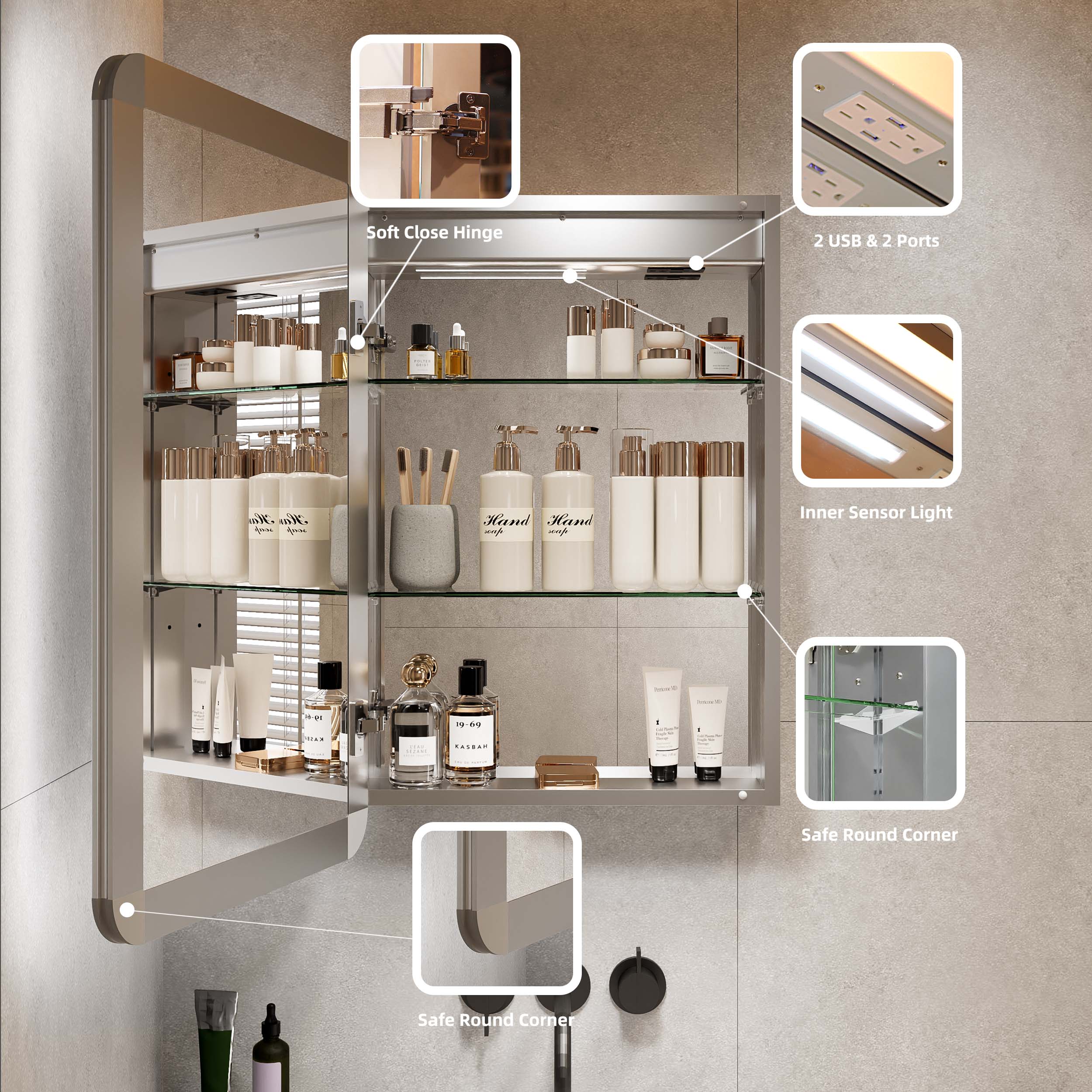 1714622448851154.jpg DP6A7-1 Smart LED Bathroom Medicine Mirror Cabinet with Touch Control