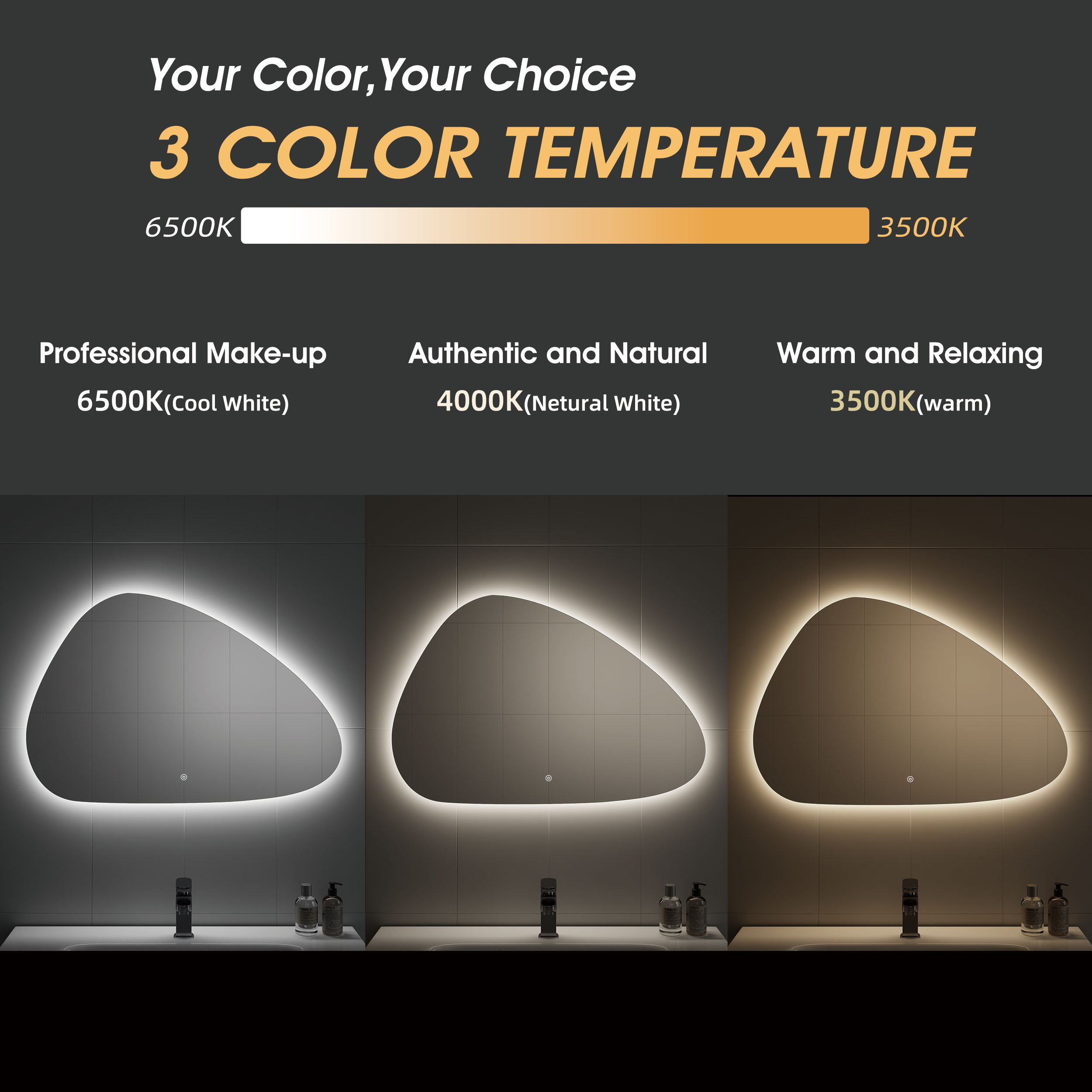 Irregular Bathroom Mirror with LED Light