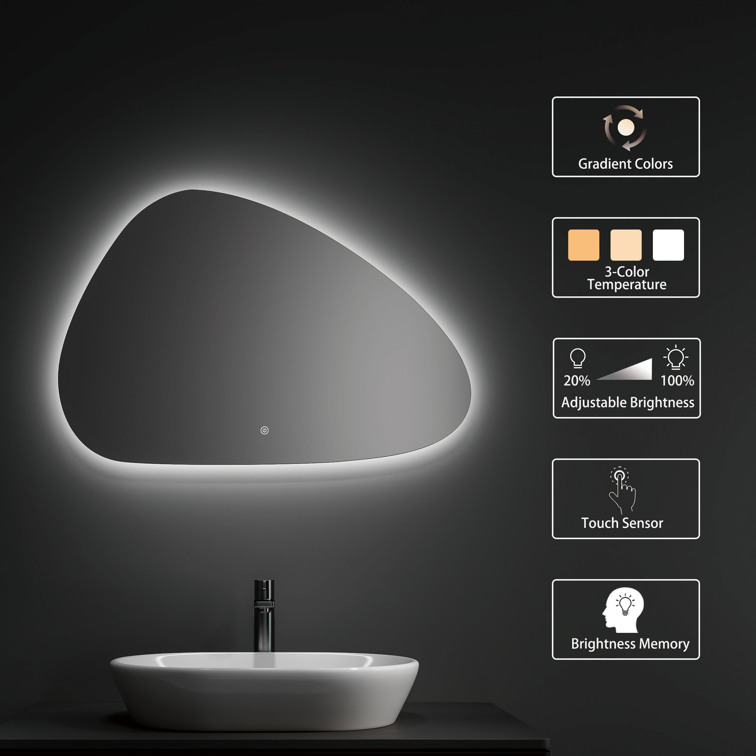Irregular Bathroom Mirror with LED Light