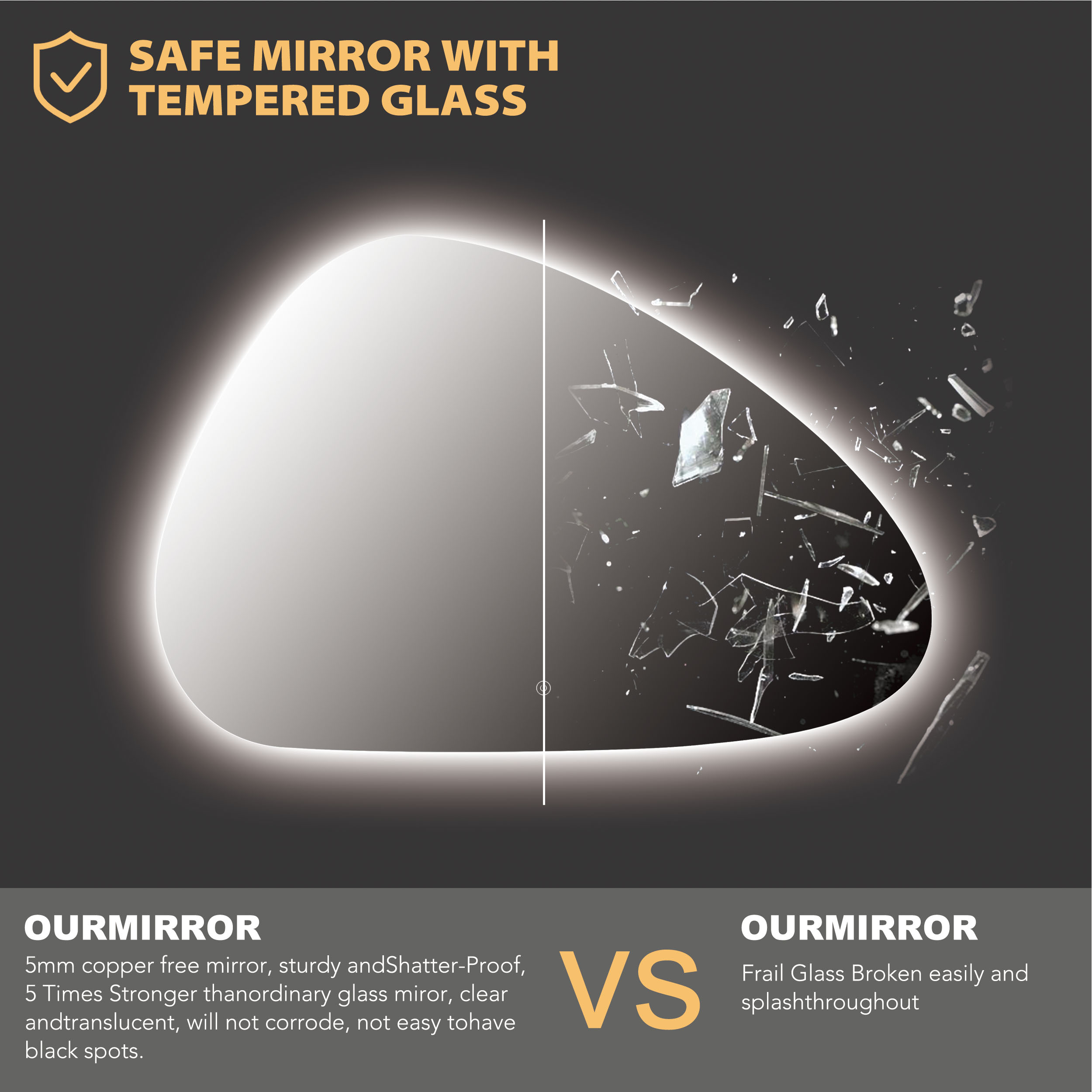 Frameless LED Bathroom Mirror