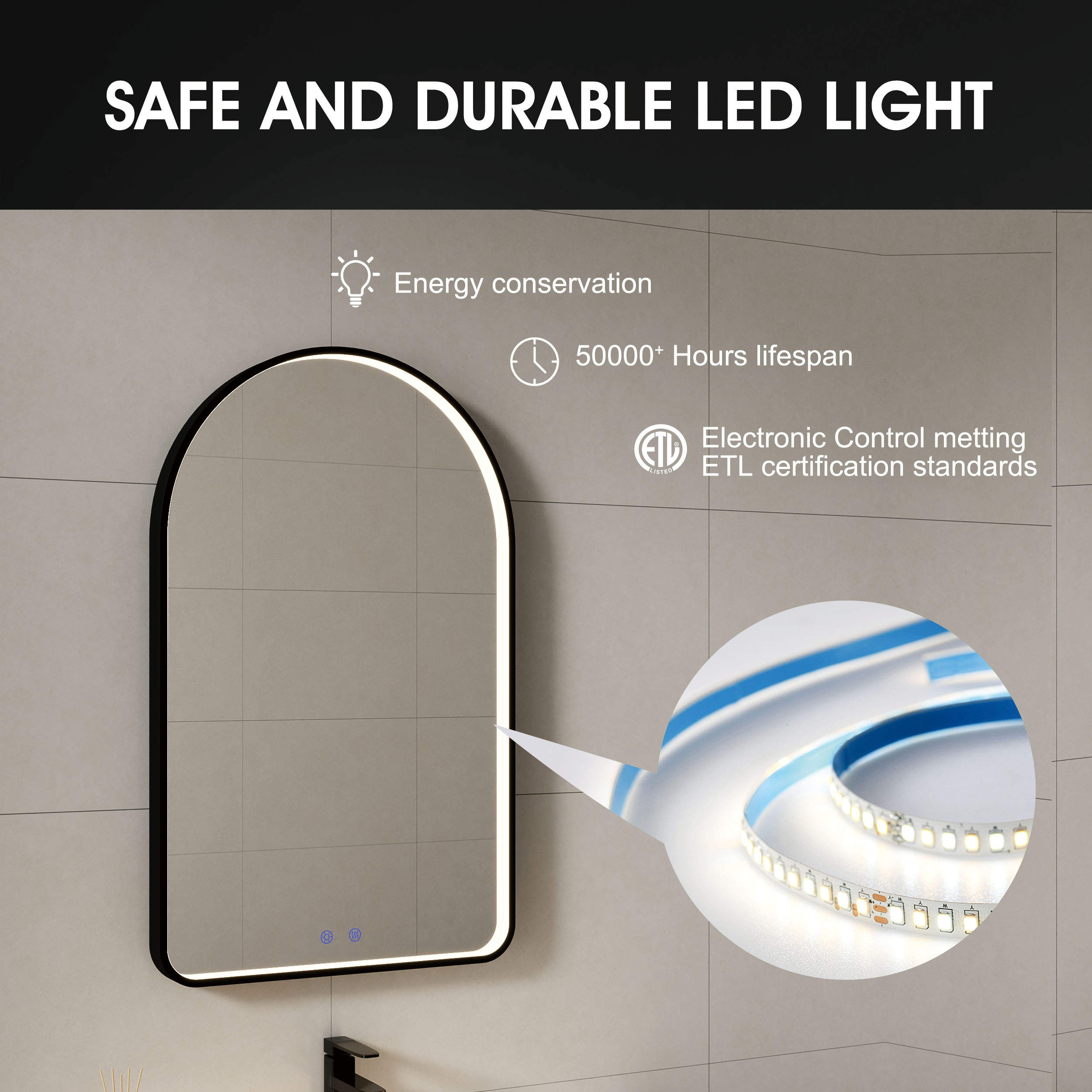 anti-fog bathroom mirror