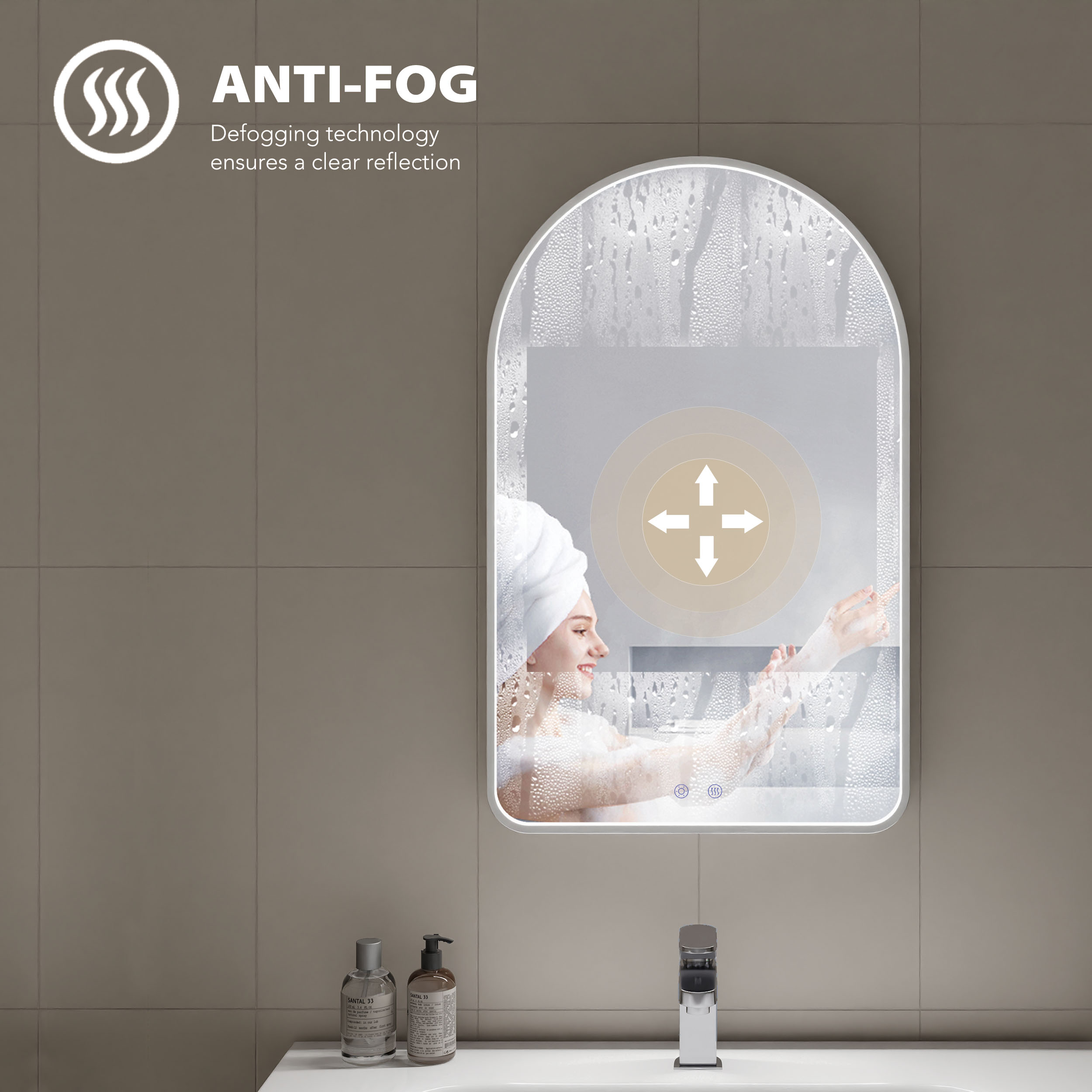 modern anti-fog LED bathroom mirrors.