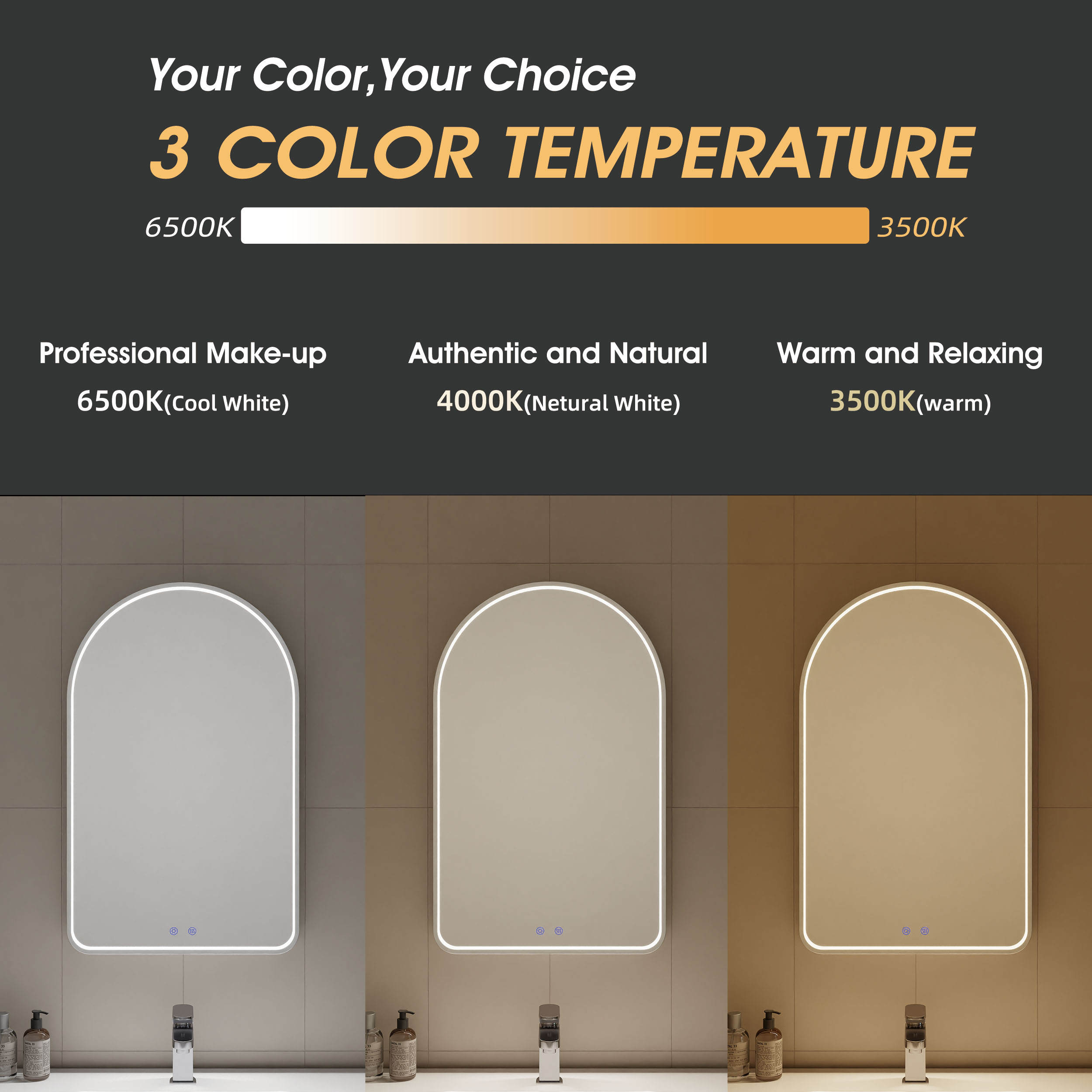 modern anti-fog LED bathroom mirrors.