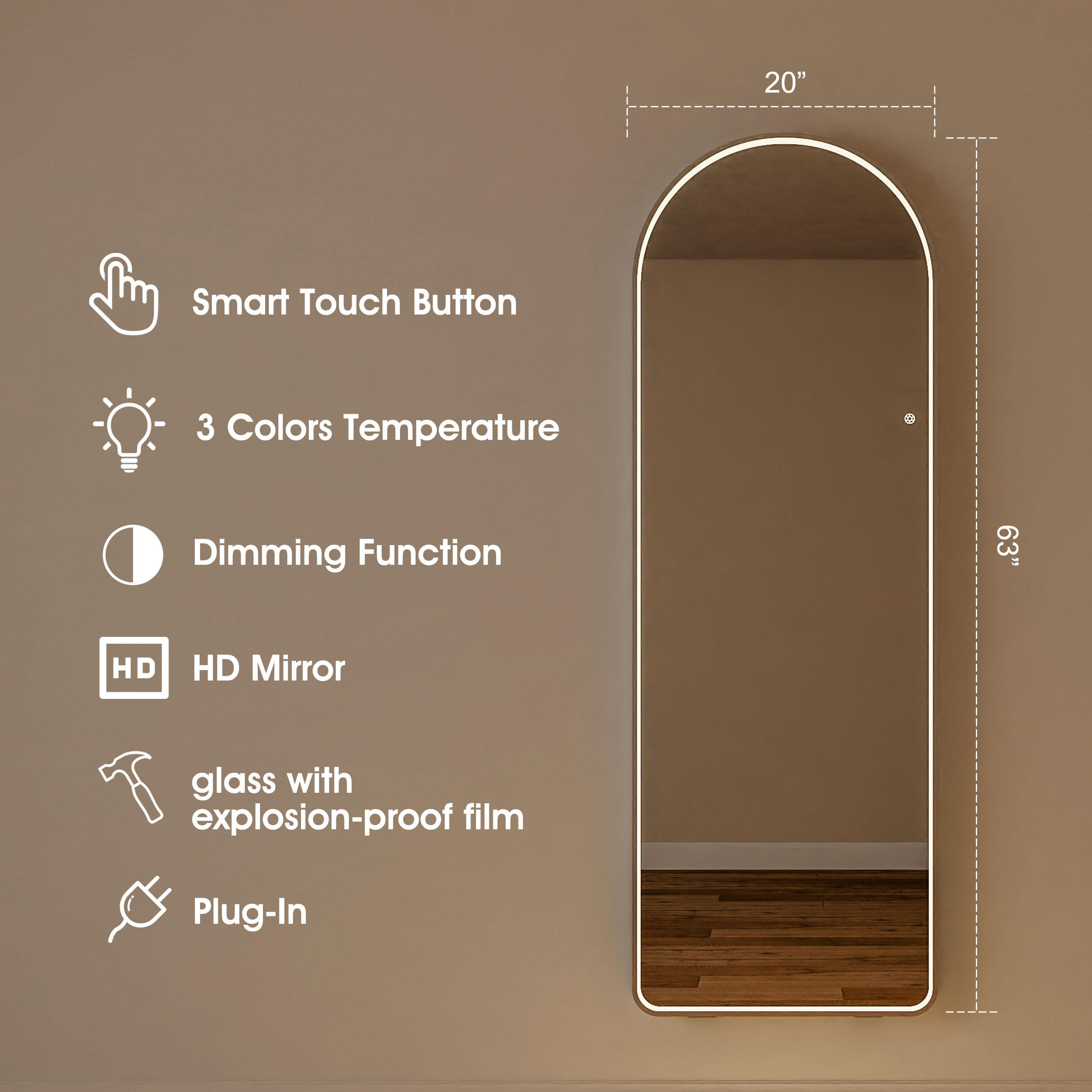 Full Length Body Led Mirror With Stand