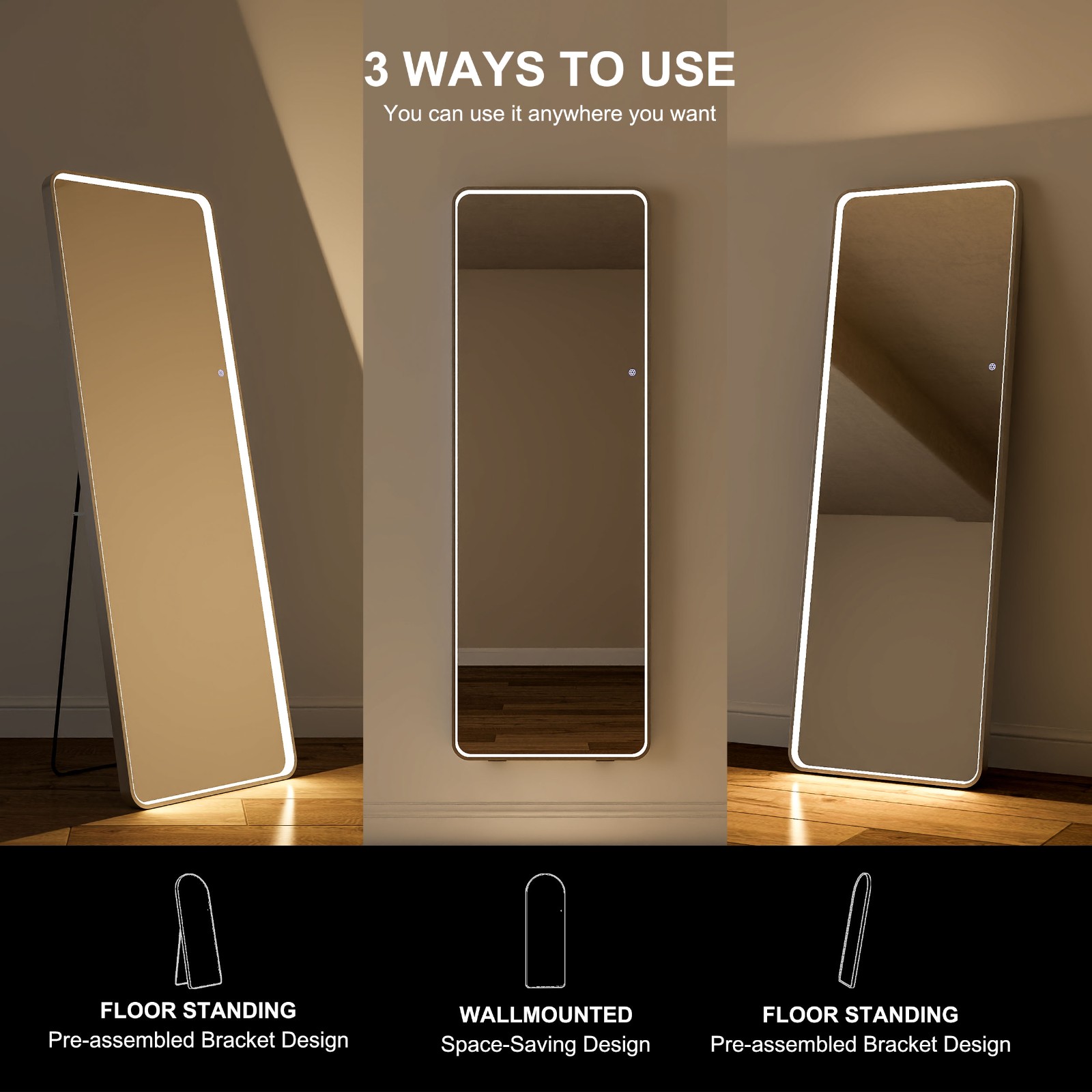 Stand Up Vanity Full Body Floor Mirror