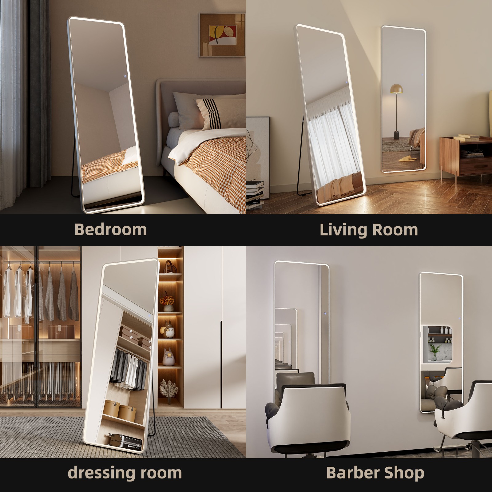 Framed Full Length Mirror With Led Light