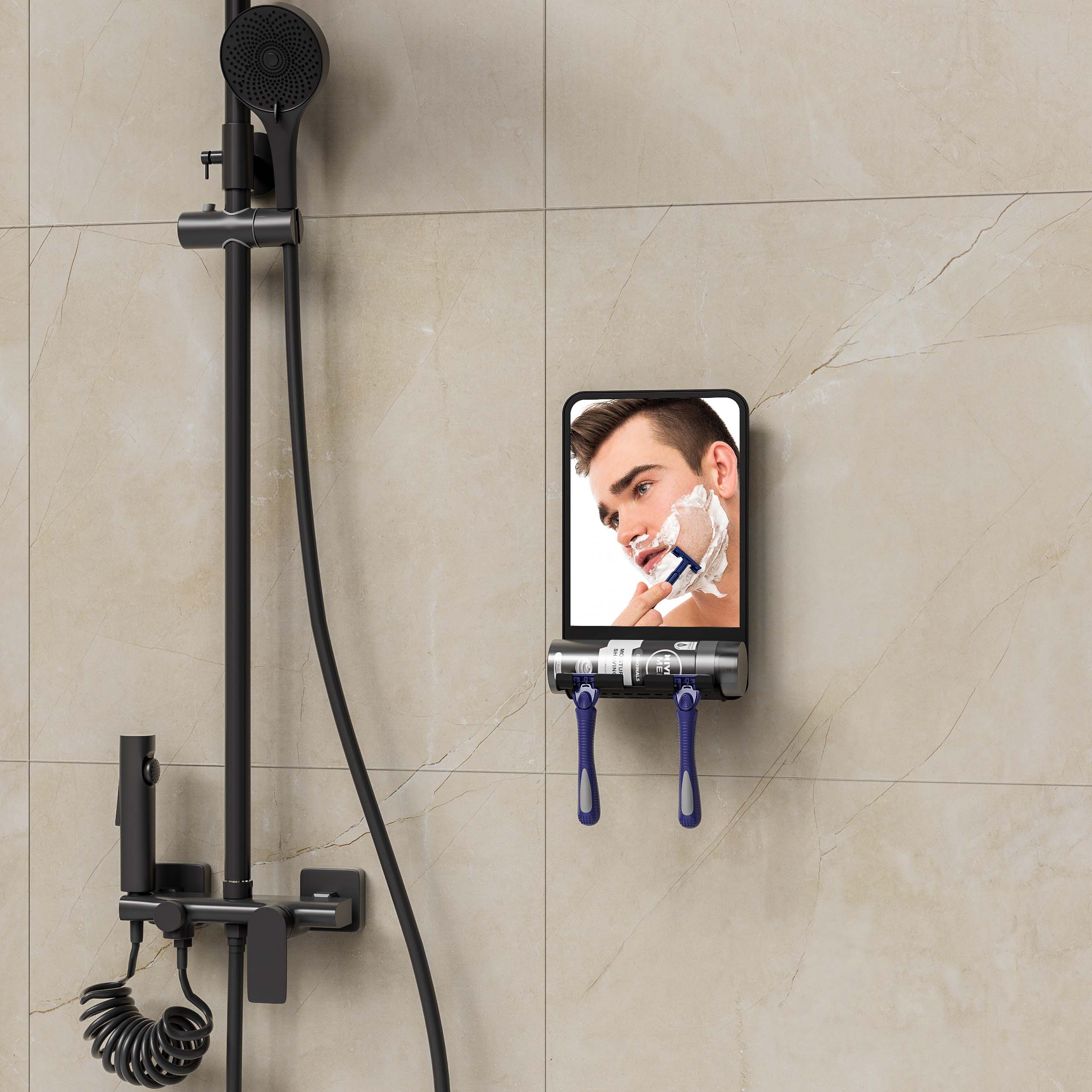 Shaving Mirror With Razor Holder