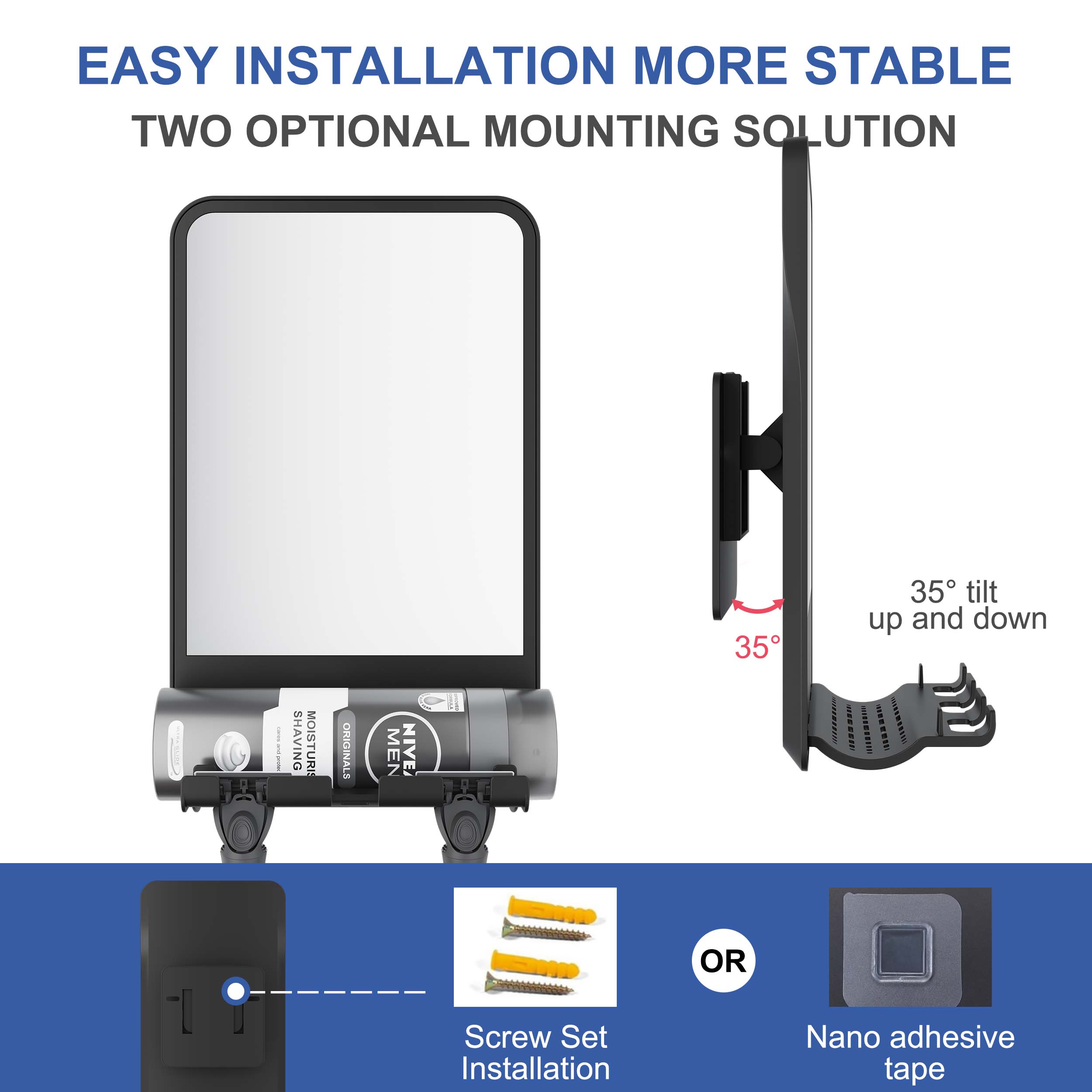 Shaving Mirror With Razor Holder