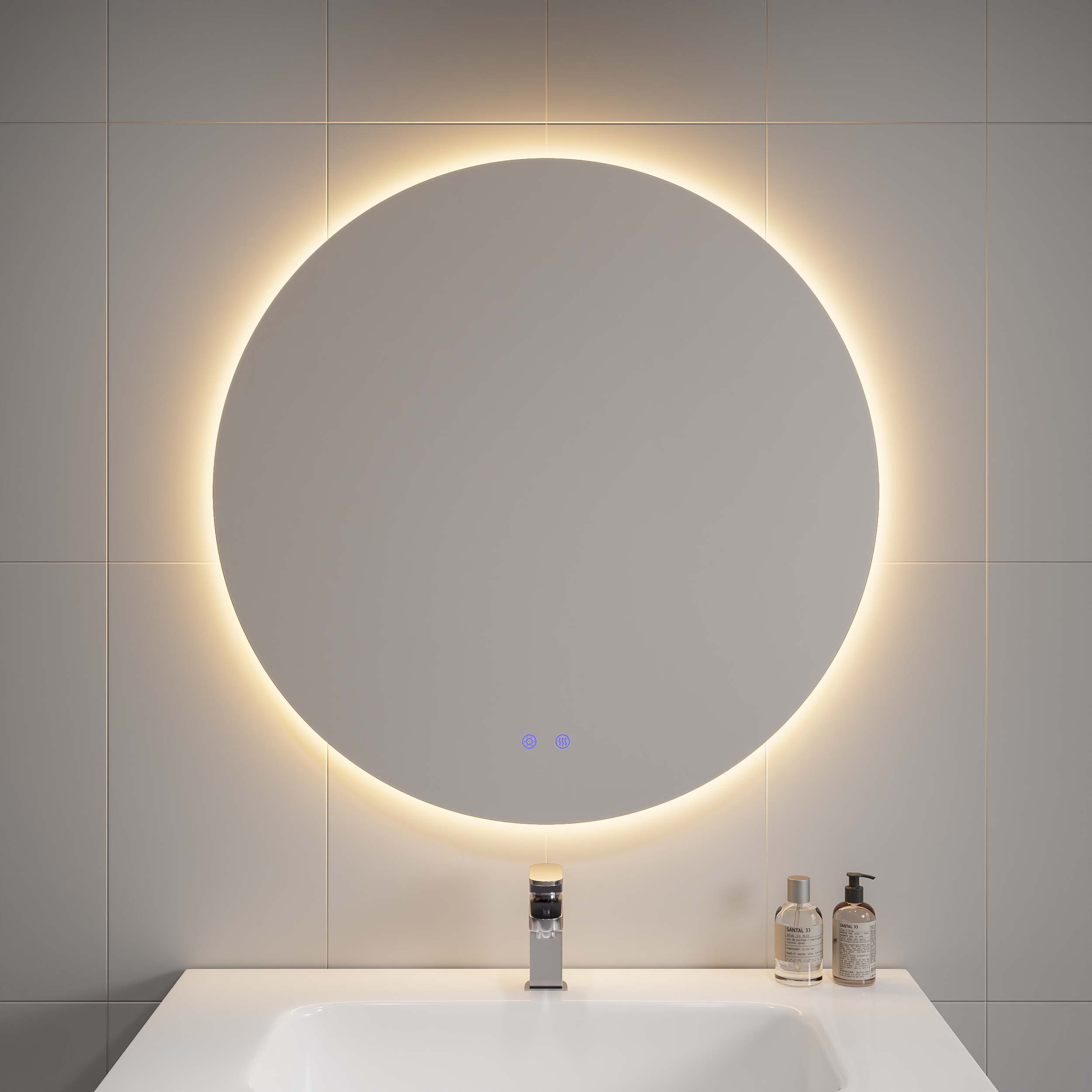 Round Frameless Bathroom Mirror