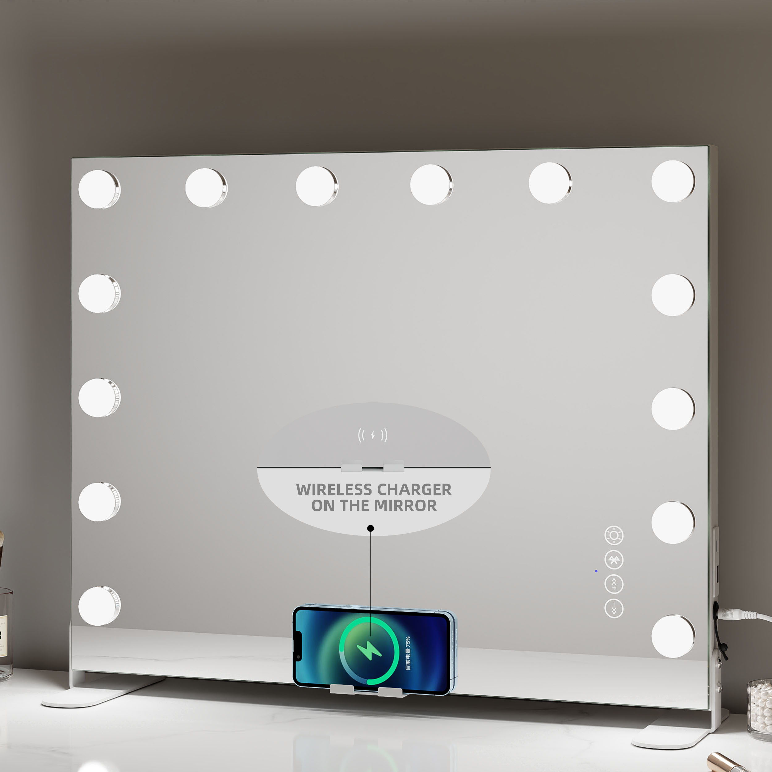 Hollywood Mirror With Bluetooth Speakers