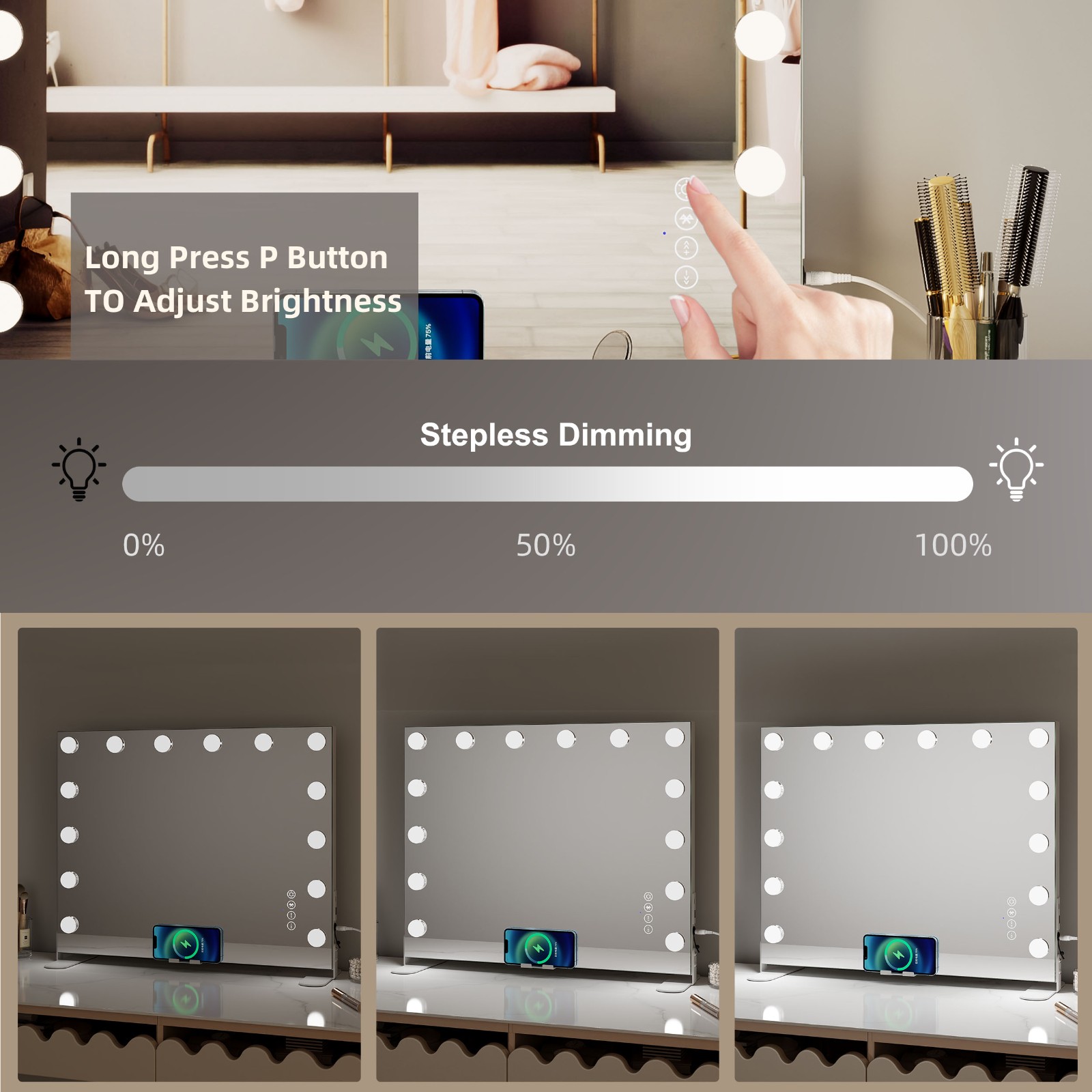Hollywood Mirror With Bluetooth Speakers